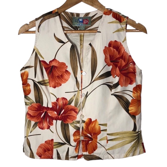 The Hawaiian Original Tops - The Hawaiian Original Hilo Hattie Womens Silk Sleeveless Floral Shirt